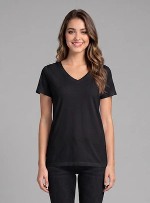 Promo Thread 180 GSM Cotton V Neck T-Shirts for Women | Soft Regular Fit Tee