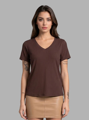 Promo Thread 180 GSM Cotton V Neck T-Shirts for Women | Soft Regular Fit Tee