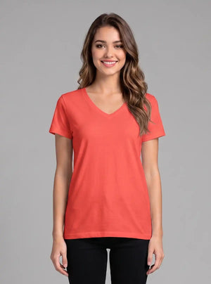 Promo Thread 180 GSM Cotton V Neck T-Shirts for Women | Soft Regular Fit Tee