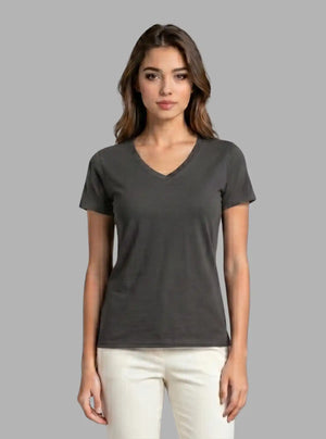Promo Thread 180 GSM Cotton V Neck T-Shirts for Women | Soft Regular Fit Tee