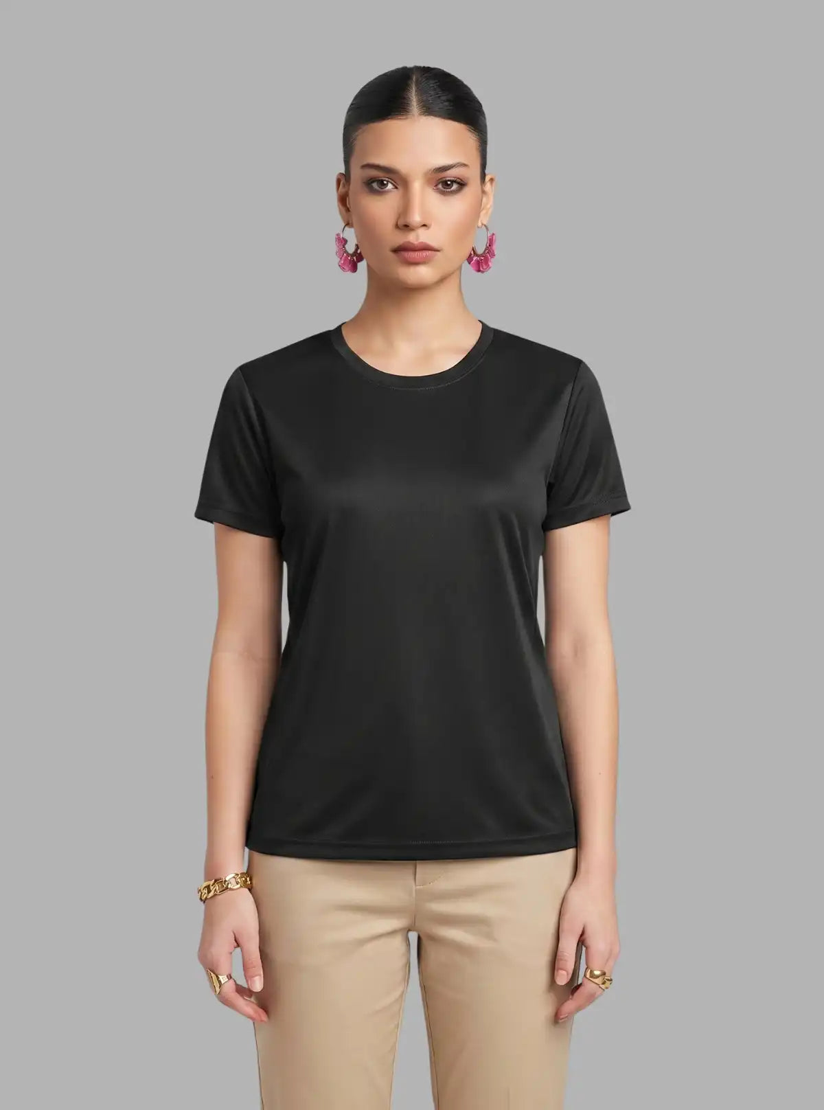 Promo Thread Dri Fit Round Neck 110 GSM Polyester T-Shirts for Women