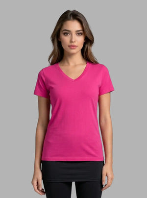 Promo Thread 180 GSM Cotton V Neck T-Shirts for Women | Soft Regular Fit Tee