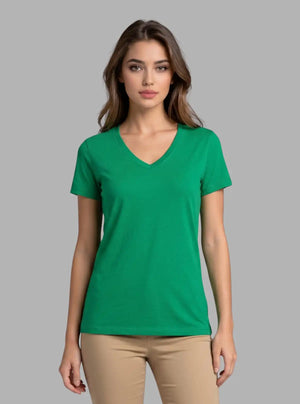 Promo Thread 180 GSM Cotton V Neck T-Shirts for Women | Soft Regular Fit Tee