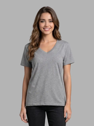 Promo Thread 180 GSM Cotton V Neck T-Shirts for Women | Soft Regular Fit Tee